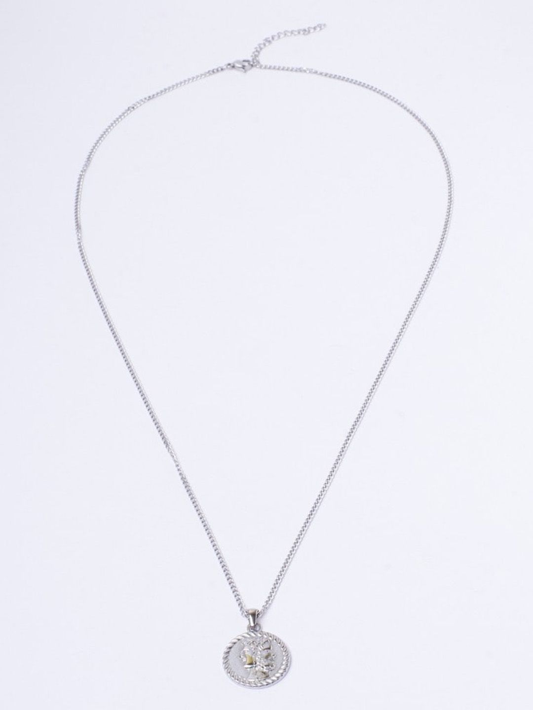 SALTY Silver-Plated Circular Pendant With Chain