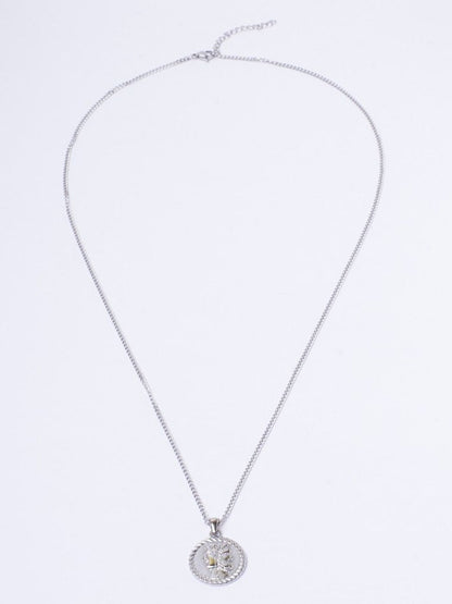 SALTY Silver-Plated Circular Pendant With Chain