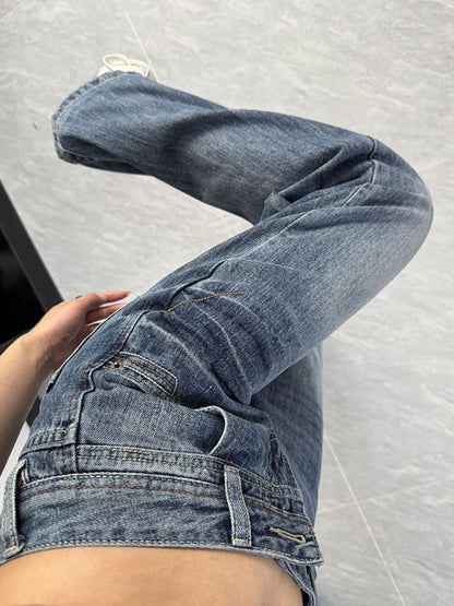 Women Wide Leg Low-Rise Cotton Light Fade Jeans