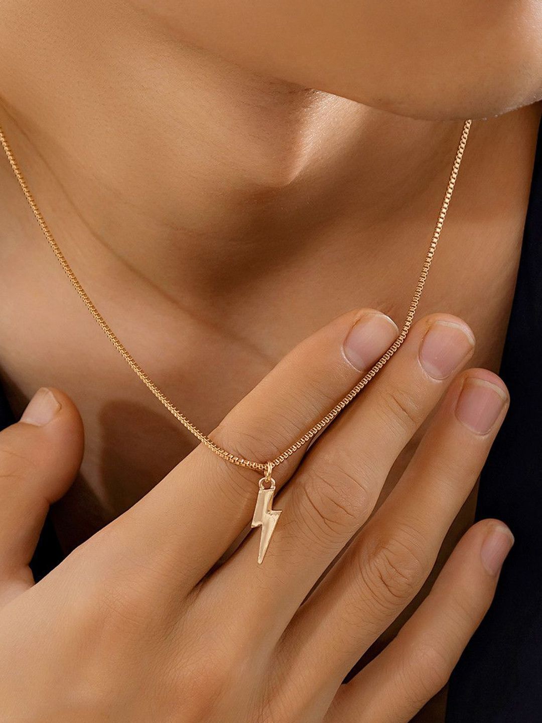 Gold-Plated Contemporary Pendants With Chains