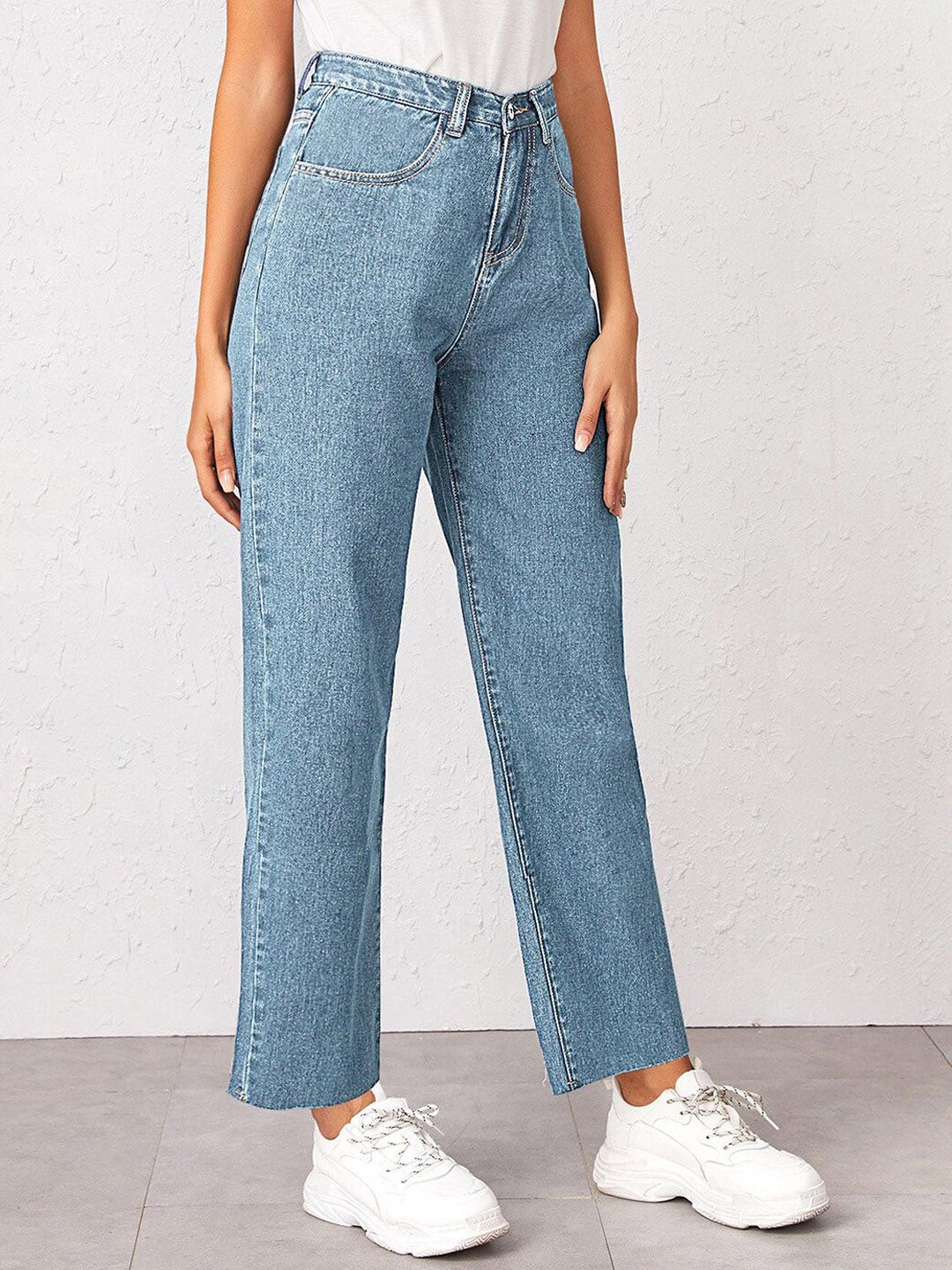 Women Straight Fit High-Rise Light Shade Stretchable Cotton Lycra Blend Jeans