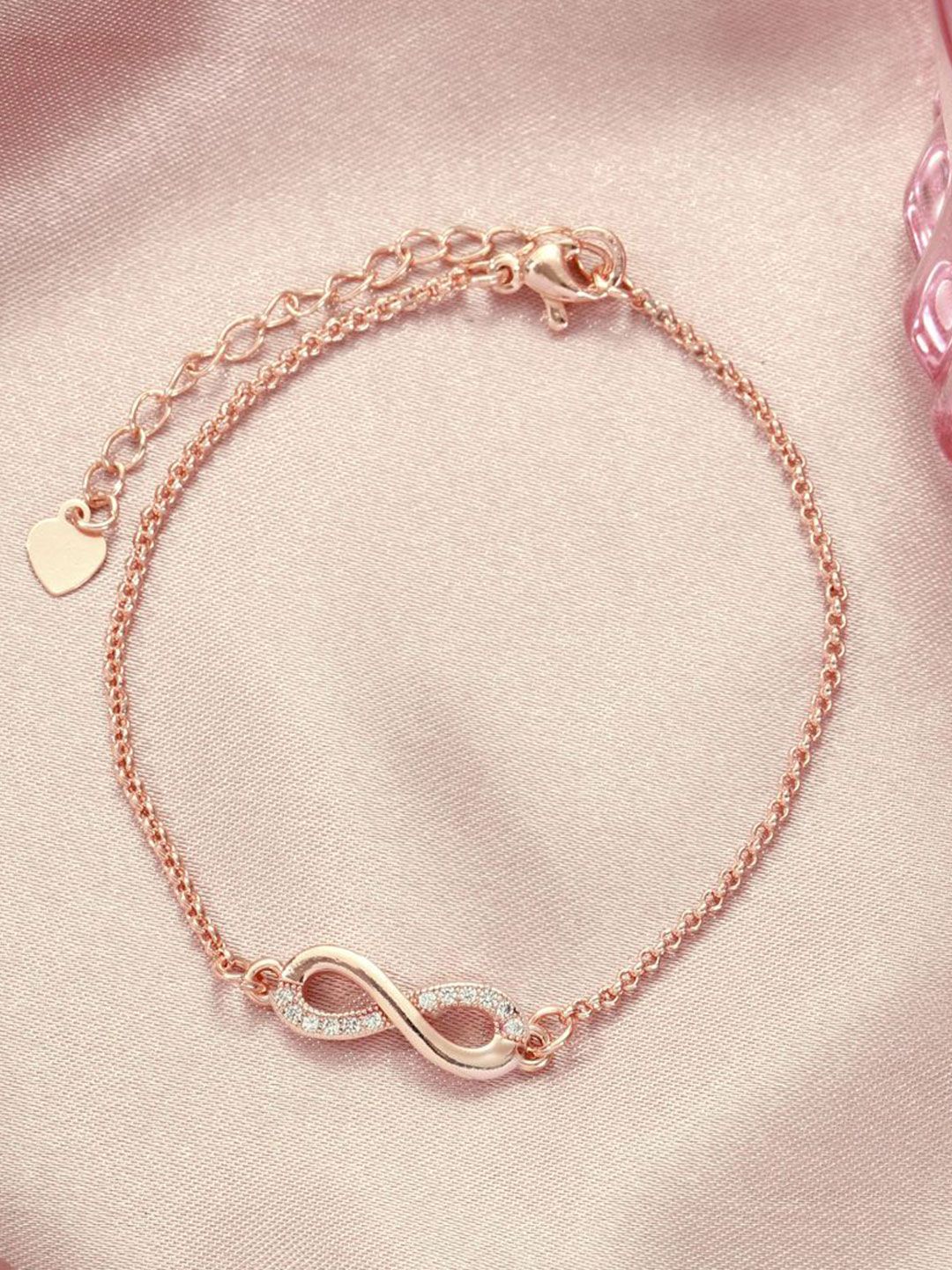 SALTY Women Stone Studded Forever Linked Infinity Charm Bracelet