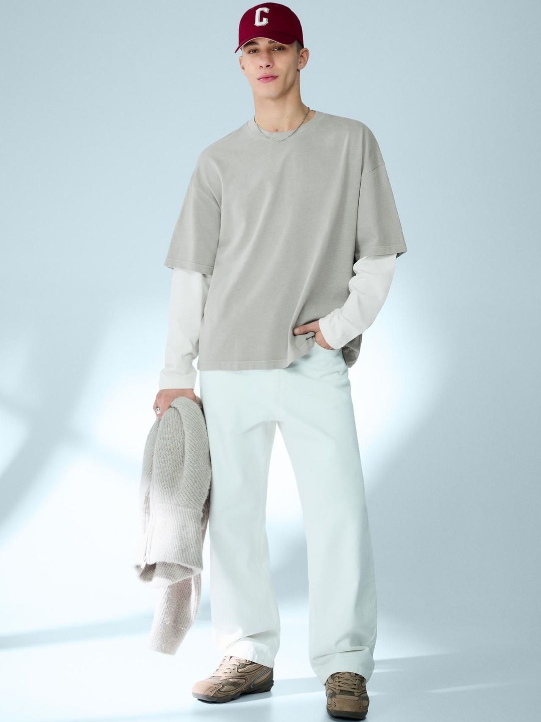 Double sleeve print T-shirt