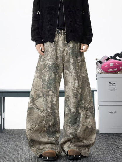 Men Wide Leg Mid-Rise Printed Jeans
