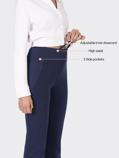 Women Plus Size High Waist Groove In Cotton Flare Track Pants