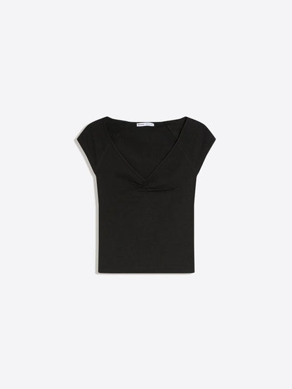 Gathered short sleeve T-shirt