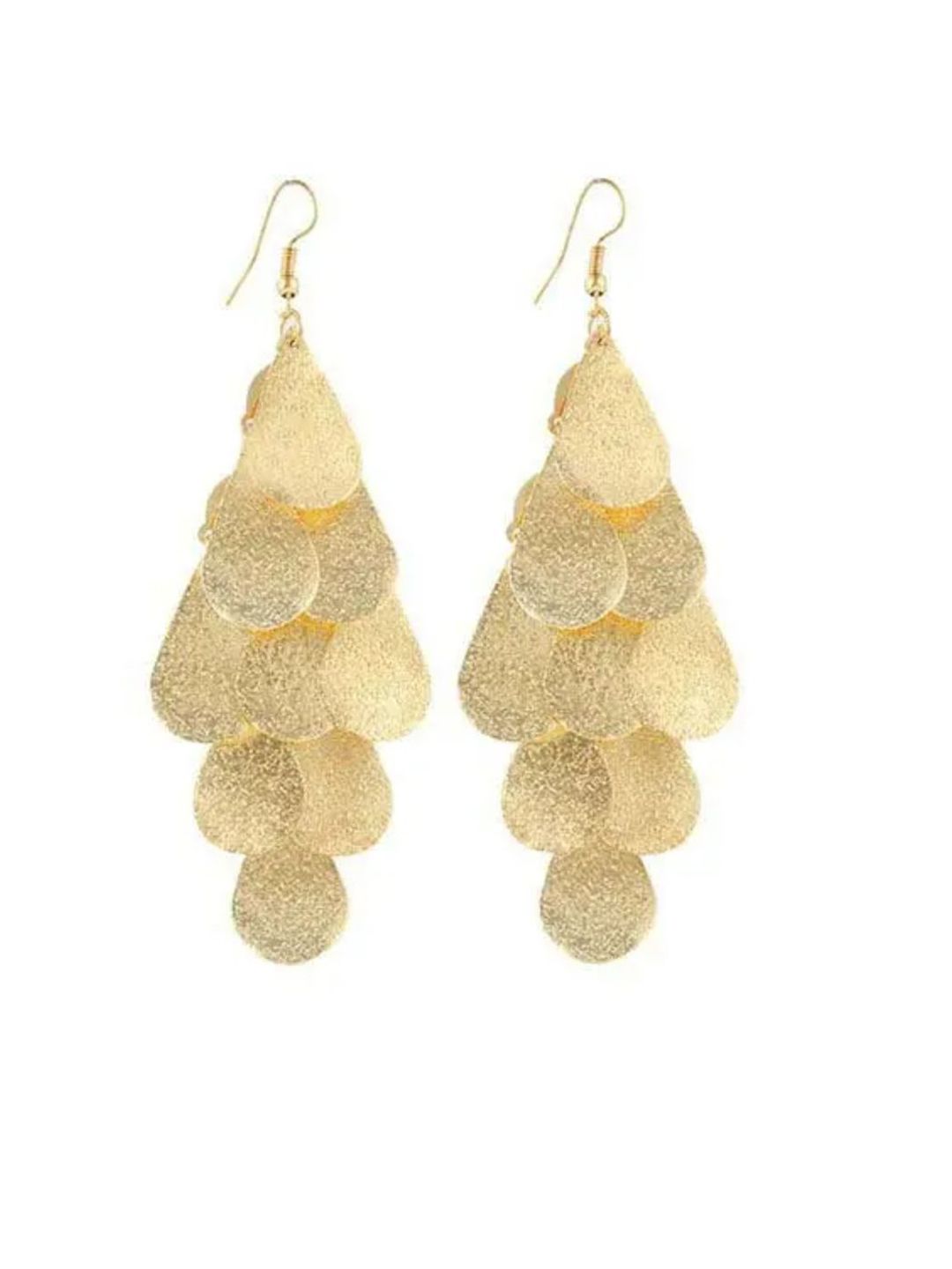 SALTY Pack of 2 Women Nightclub Exaggerated Tassel Frosted Disc Gold Earrings