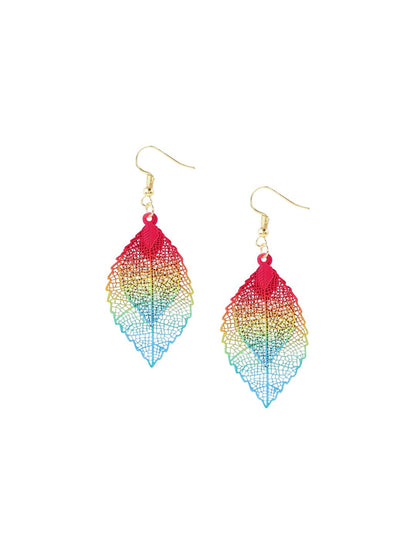 Gold-Plated Leaf Shaped Drop Earrings