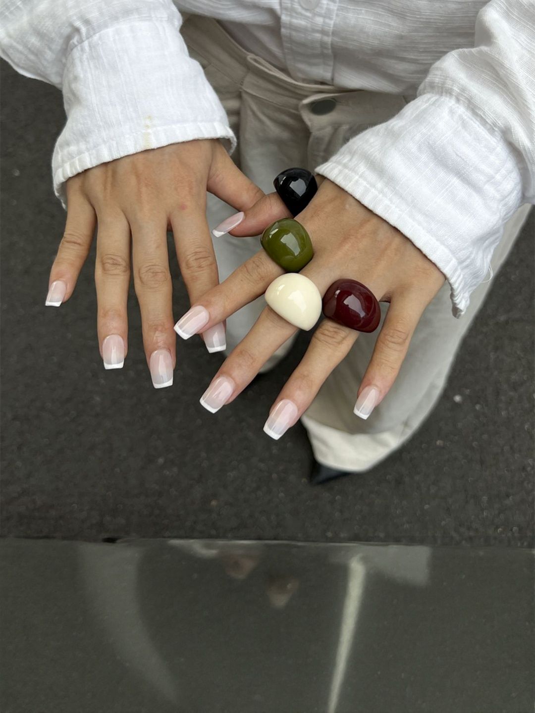 Women Set of 4 Handcrafted Resin Finger Rings