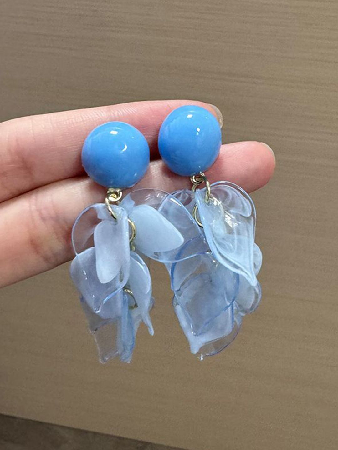 Artificial Beads Beaded Leaf Shaped Drop Earrings