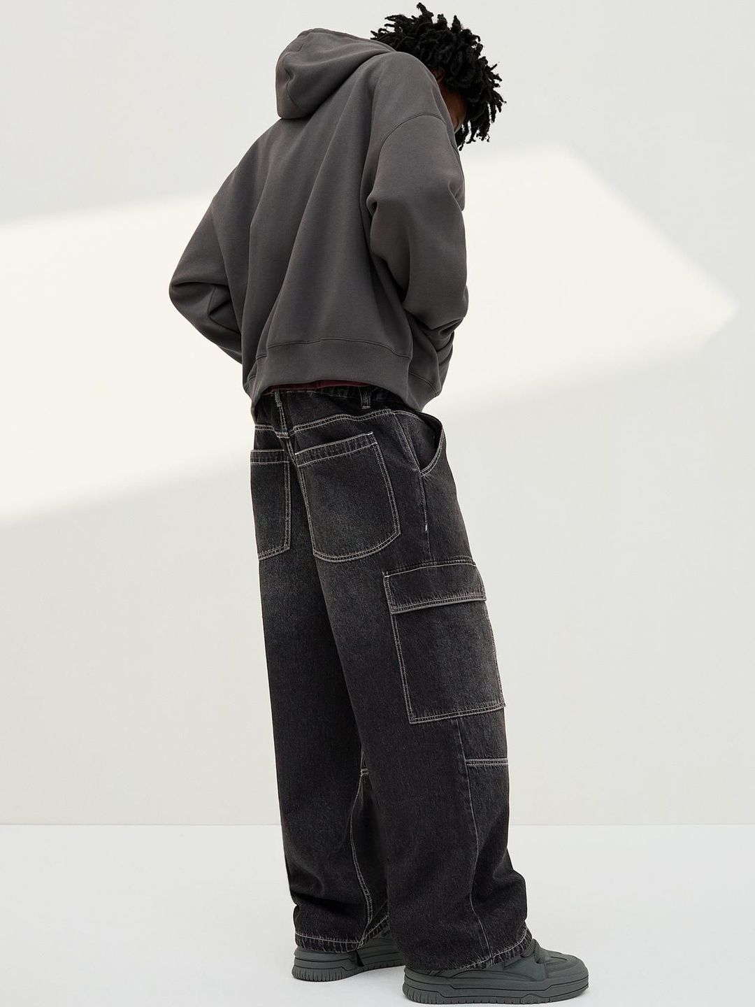 Men cargo parachute jeans
