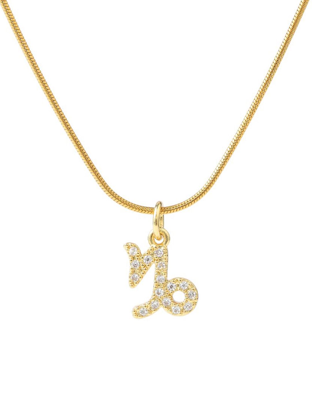 SALTY Contemporary Artificial Stone Studded Pendant with Chain
