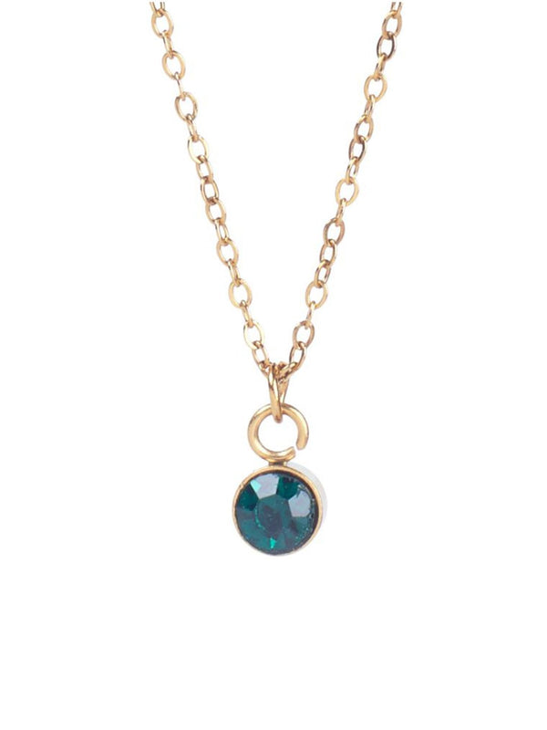 SALTY Crystal Stone Studded Aura Circular Shaped Pendant with Chain