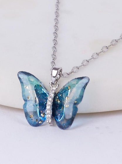 SALTY Artificial Stones Studded Butterfly Shaped Jewellery Set