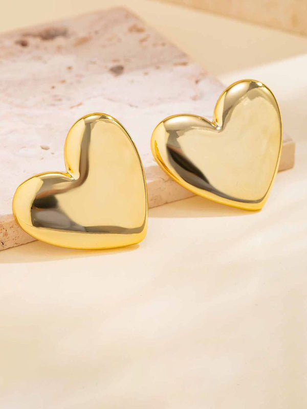 Gold-Plated Heart Shaped Chunky Studs