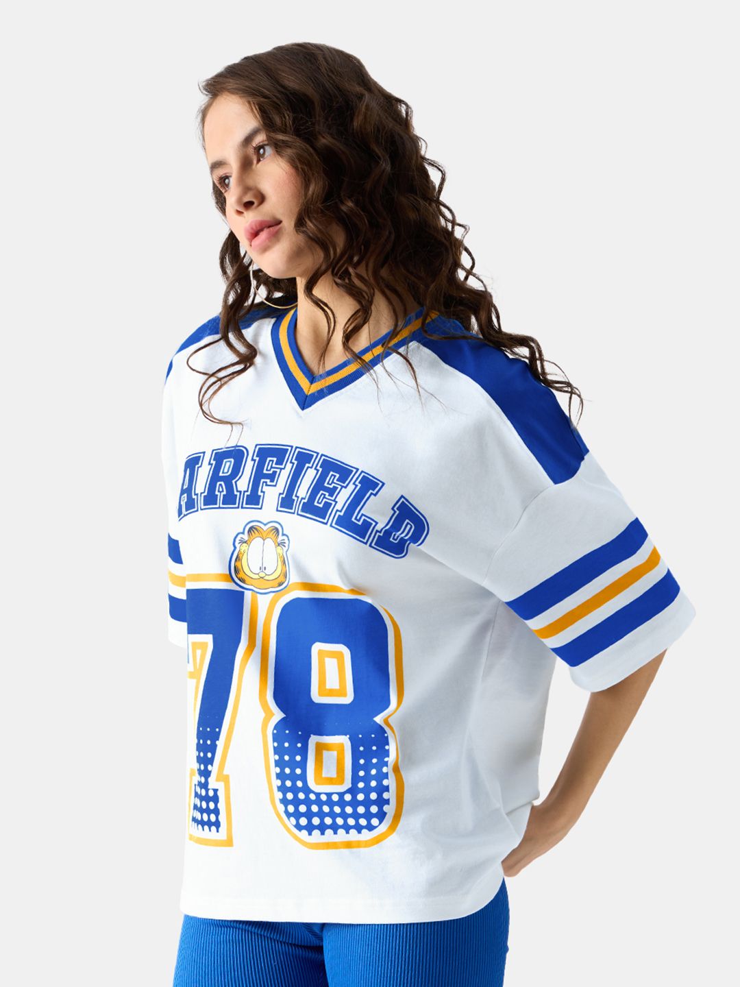 Women Oversized Garfield White Tshirts