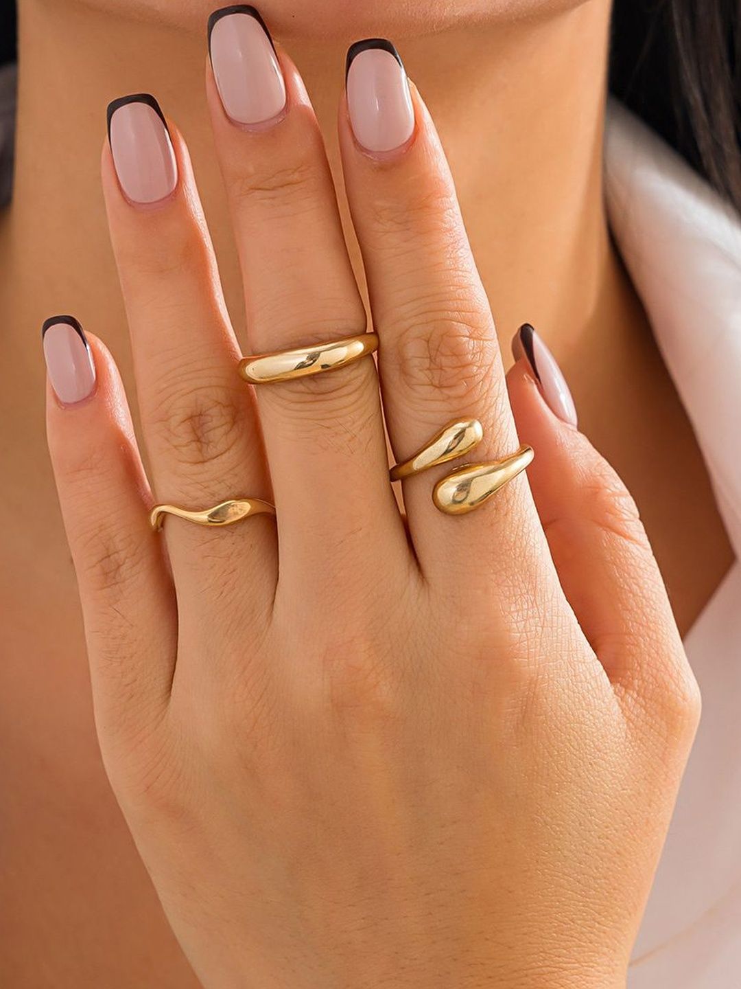 Set of 3 Gold-Plated Finger Ring