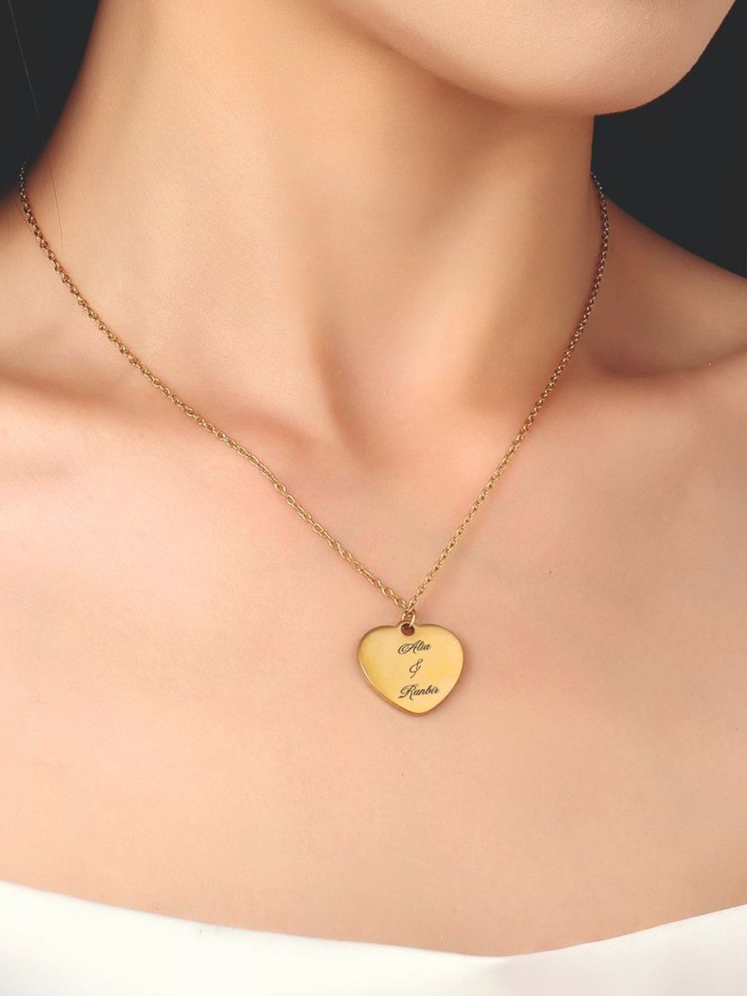 SALTY Golden Love Minimal Personalised Pendant With Chain
