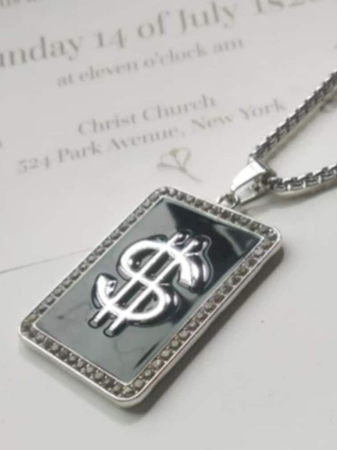 SALTY Stainless Steel Square Pendant With Chain