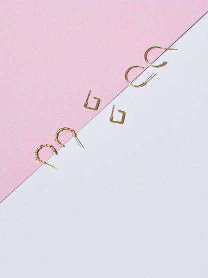 SALTY Set Of 3 Contemporary Alloy Studs Earrings