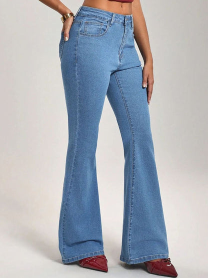 Women Flared Light Fade High-Rise Jeans