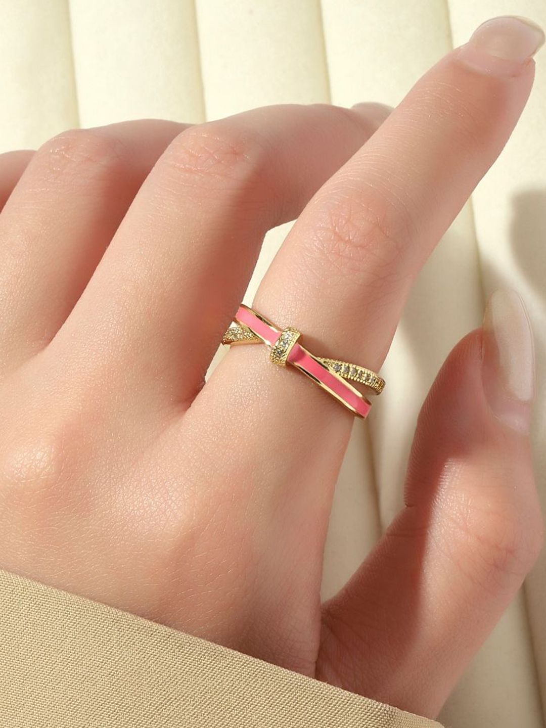 SALTY Stones Studded Sweetheart Knot Ring
