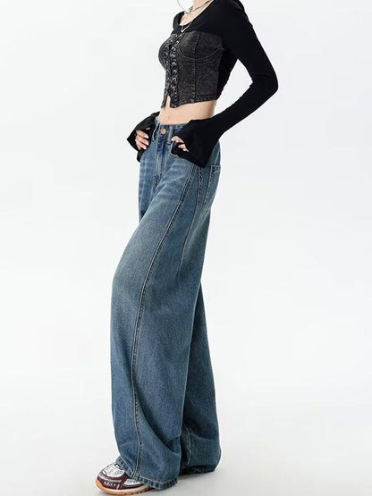 Women Wide Leg Mid-Rise Light Fade Jeans