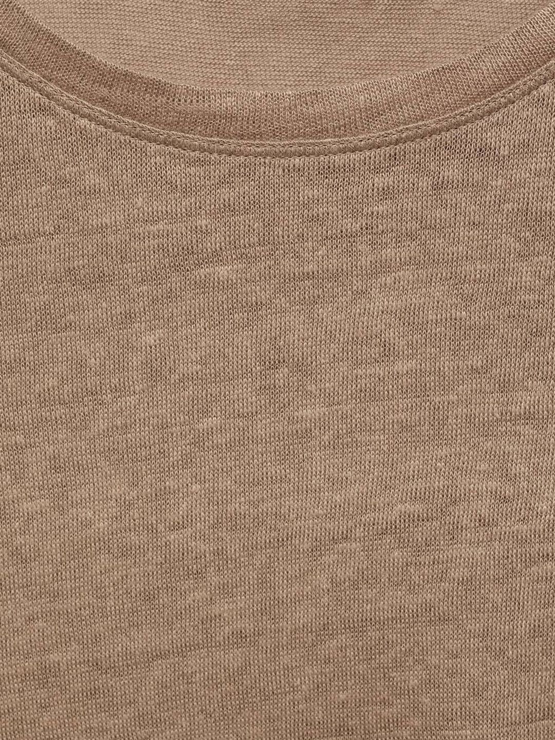 Drop-Shoulder Sleeves Pure Linen T-shirt