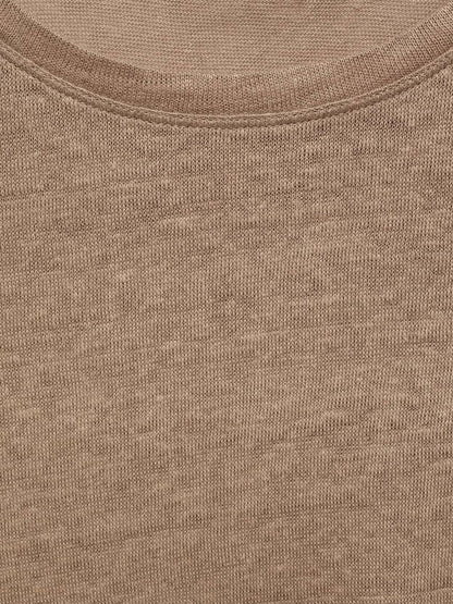 Drop-Shoulder Sleeves Pure Linen T-shirt
