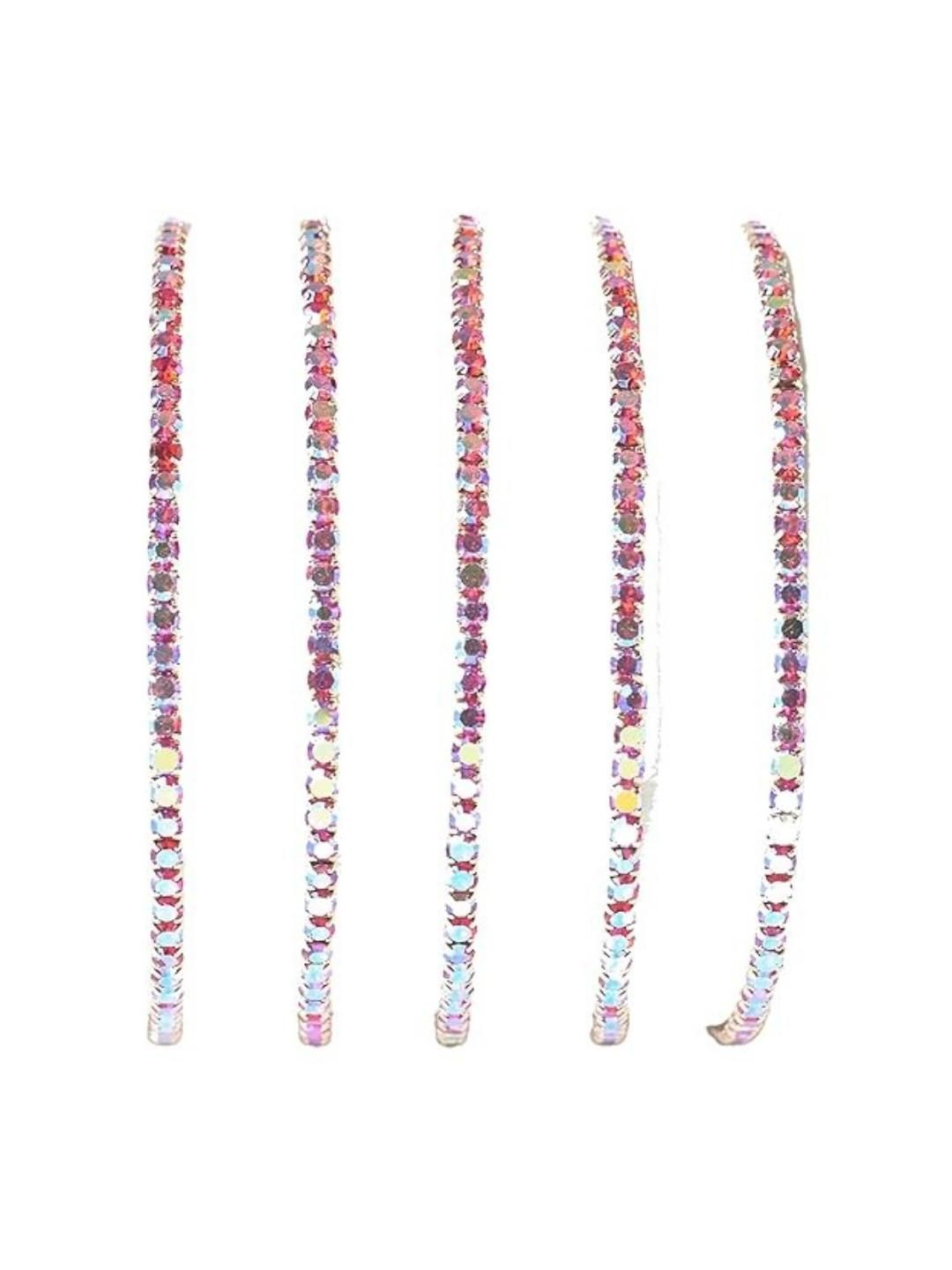 SALTY Women Set Of 5 Artificial Stones Studded Elasticated Bracelets