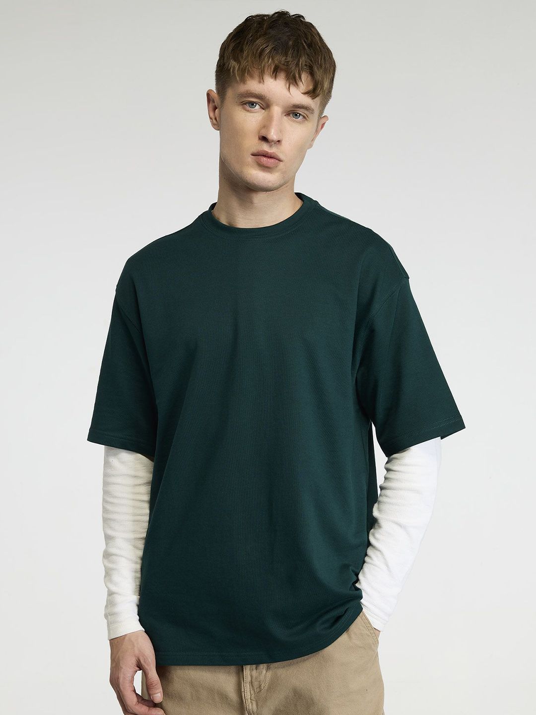 Men Pine Trackline Oversized Printed Cotton Tee