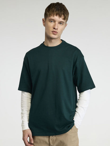 Men Pine Trackline Oversized Printed Cotton Tee
