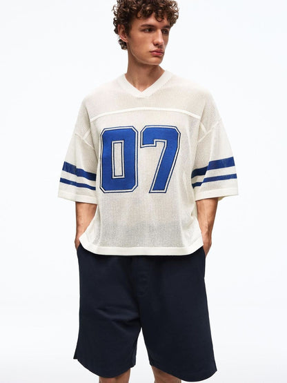 Short sleeve mesh sport print T-shirt