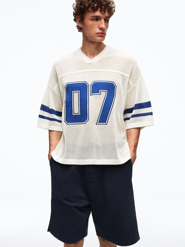 Short sleeve mesh sport print T-shirt