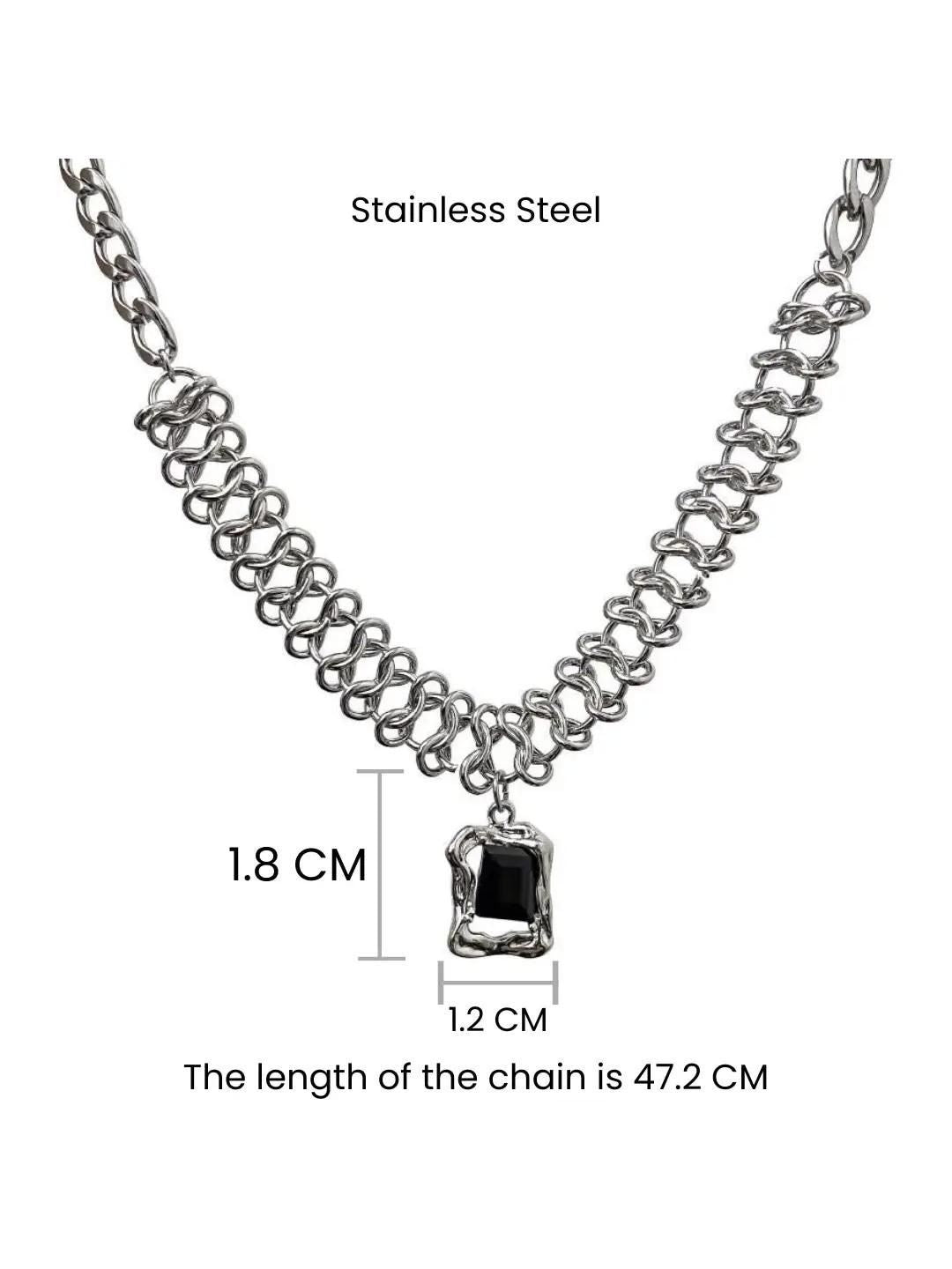 SALTY Stainless Steel Stone-Studded Textured Chain