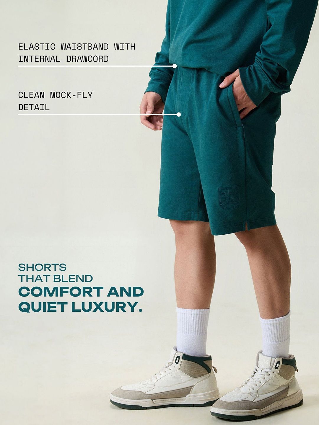 Green Cotton Leisure Shorts