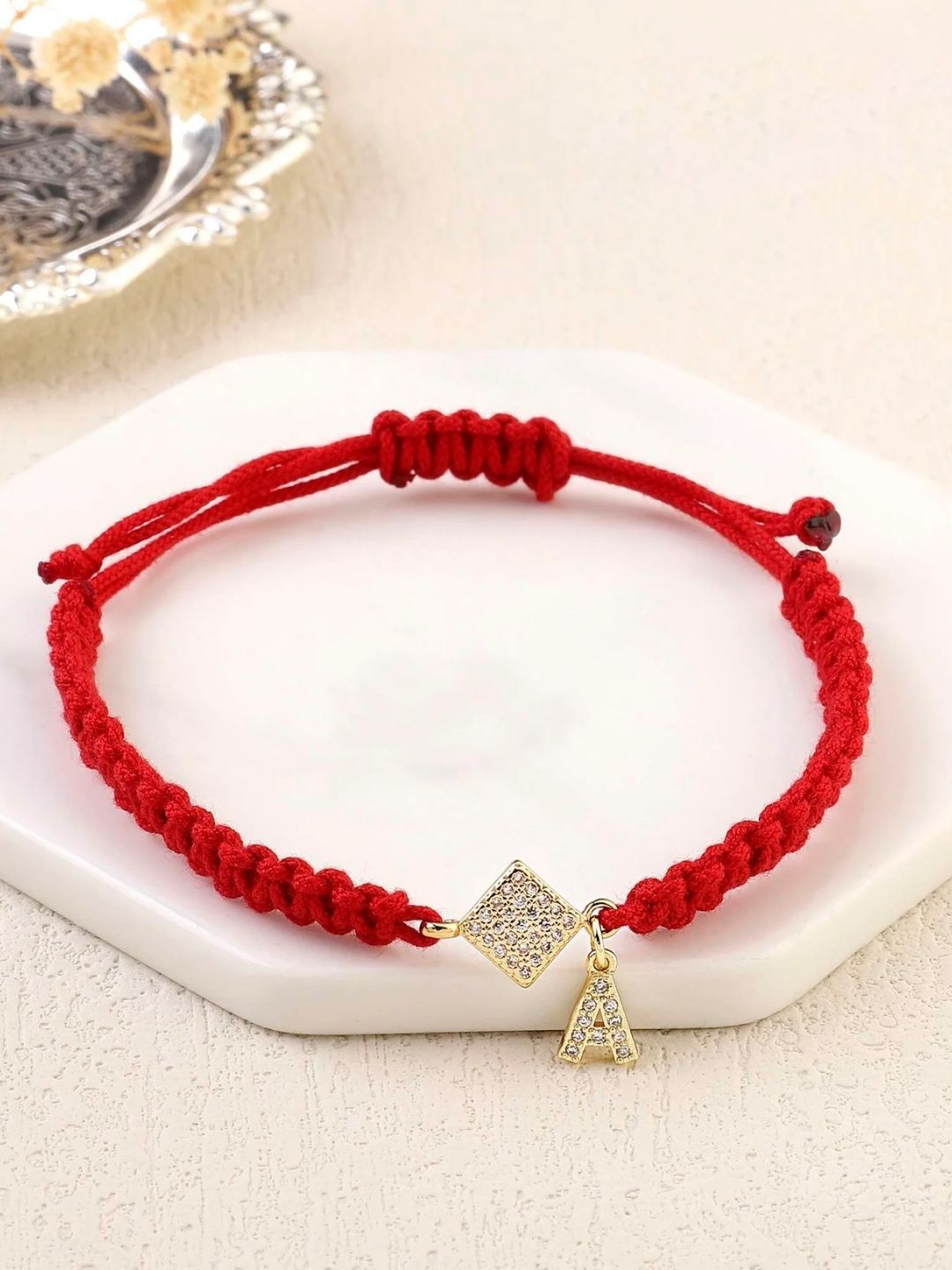 SALTY Pack of 2 Women Red Thread Initial Bracelet - Alphabet-R