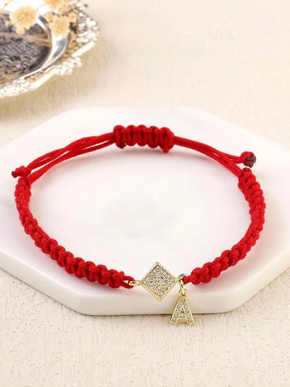SALTY Pack of 2 Women Red Thread Initial Bracelet - Alphabet-R