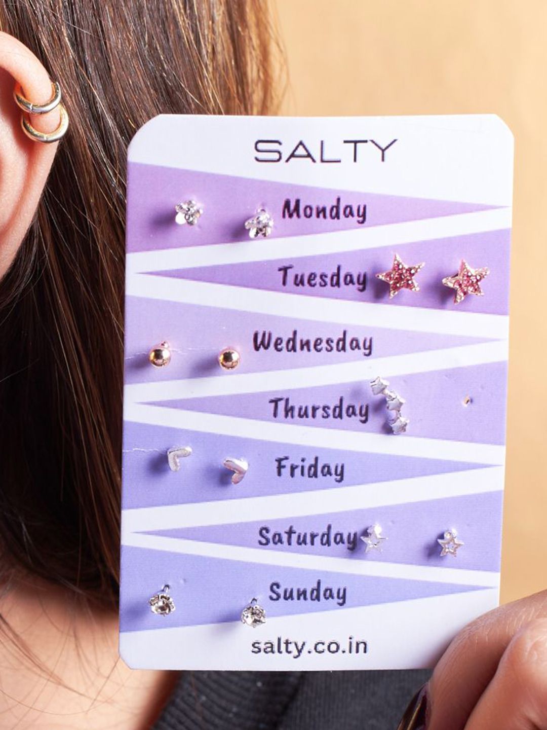 SALTY Set Of 10 Stud & Hoops Earrings