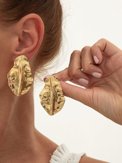 Gold-Plated Leaf Shaped Studs