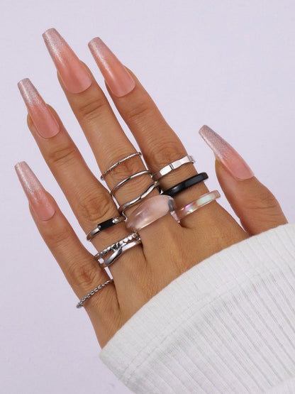 SALTY Set Of 10 Stackable Harmony Finger Rings