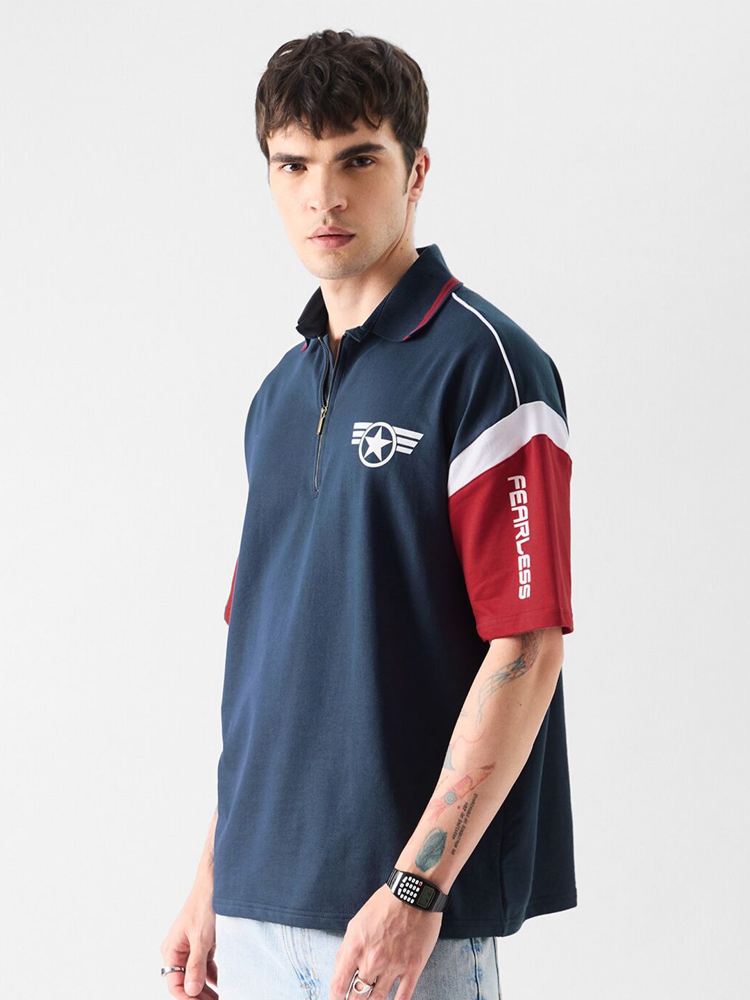 Men Oversized Captain America Navy Blue Tshirts