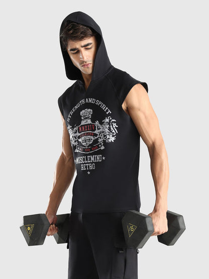 Men X-Dry Soft Typography Printed Hooded T-shirt