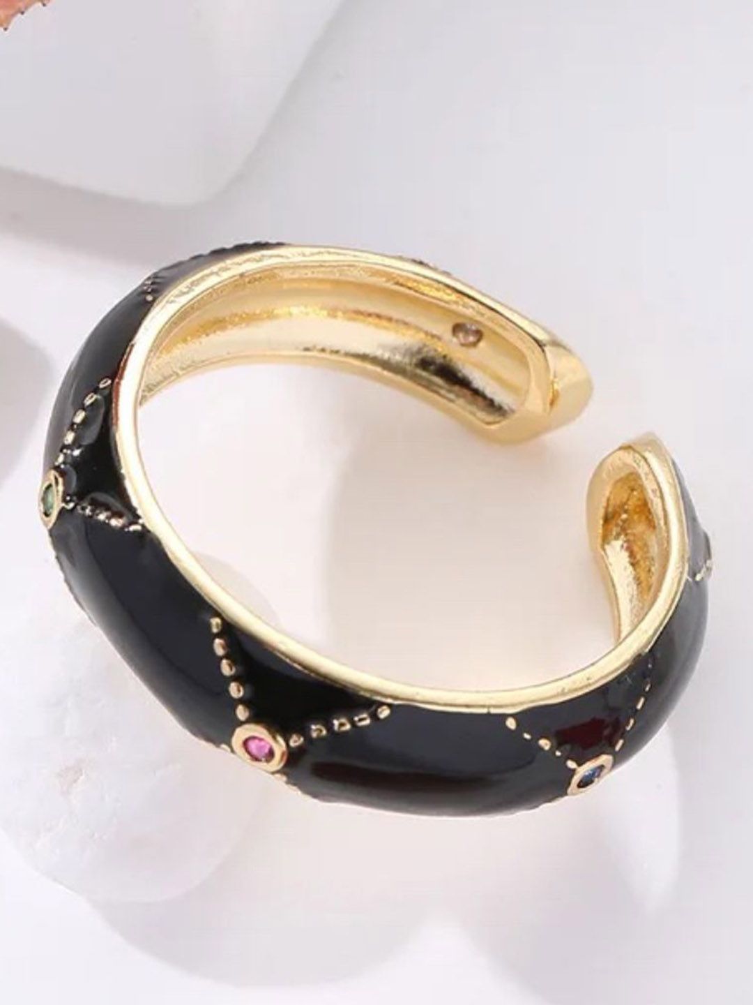 SALTY Stone-Studded Adjustable Finger Ring