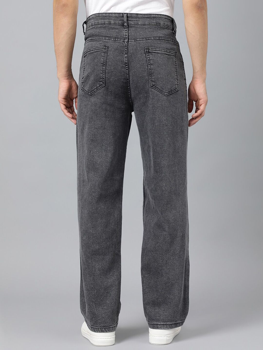 Men Charcoal Jean Fit Low-Rise Heavy Fade Stretchable Jeans