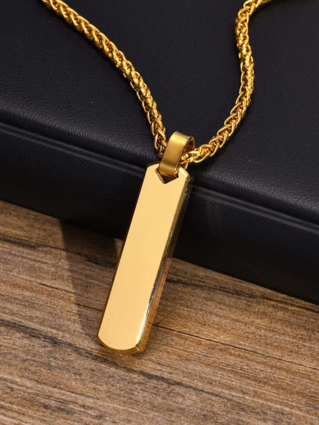 SALTY Men Stainless Steel Contemporary Edge Pendant With Chain
