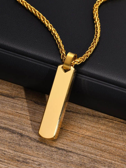 SALTY Men Stainless Steel Contemporary Edge Pendant With Chain