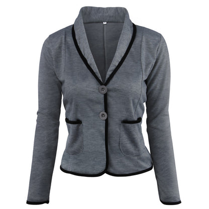 Solid Slim-Fit Blazer with Contrast Piping and Shawl Lapel