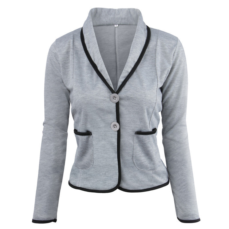 Solid Slim-Fit Blazer with Contrast Piping and Shawl Lapel