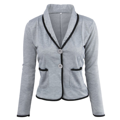 Solid Slim-Fit Blazer with Contrast Piping and Shawl Lapel